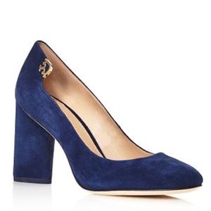 Tory Burch navy blue suede block heels